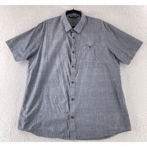 Travis Mathew Button-Up Shirt Mens Size XXL Gray Geo Print Short Sleeve Casual